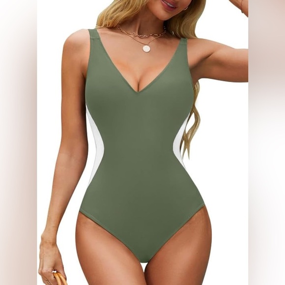 NEW-Women’s  1Piece Tummy Control Swimsuit Crisscross Back Bathing Suit - Picture 1 of 7